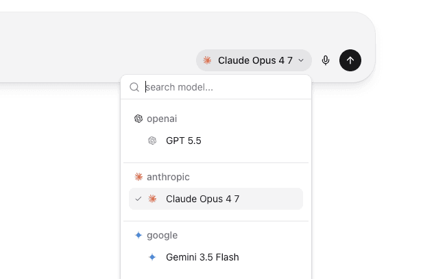 Model picker in chat