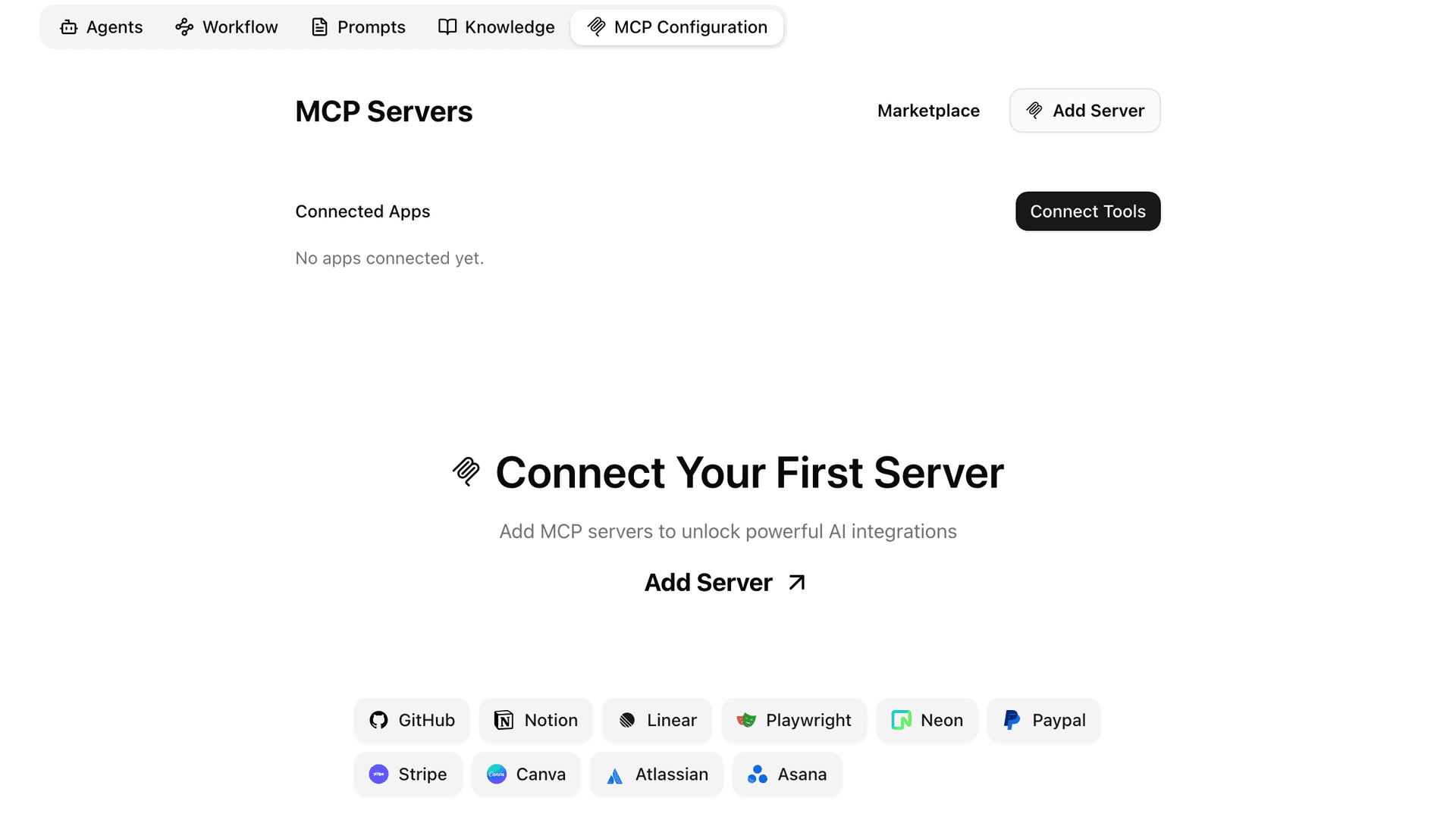 Wirebase connectors page for connecting services like GitHub, Notion, and Linear