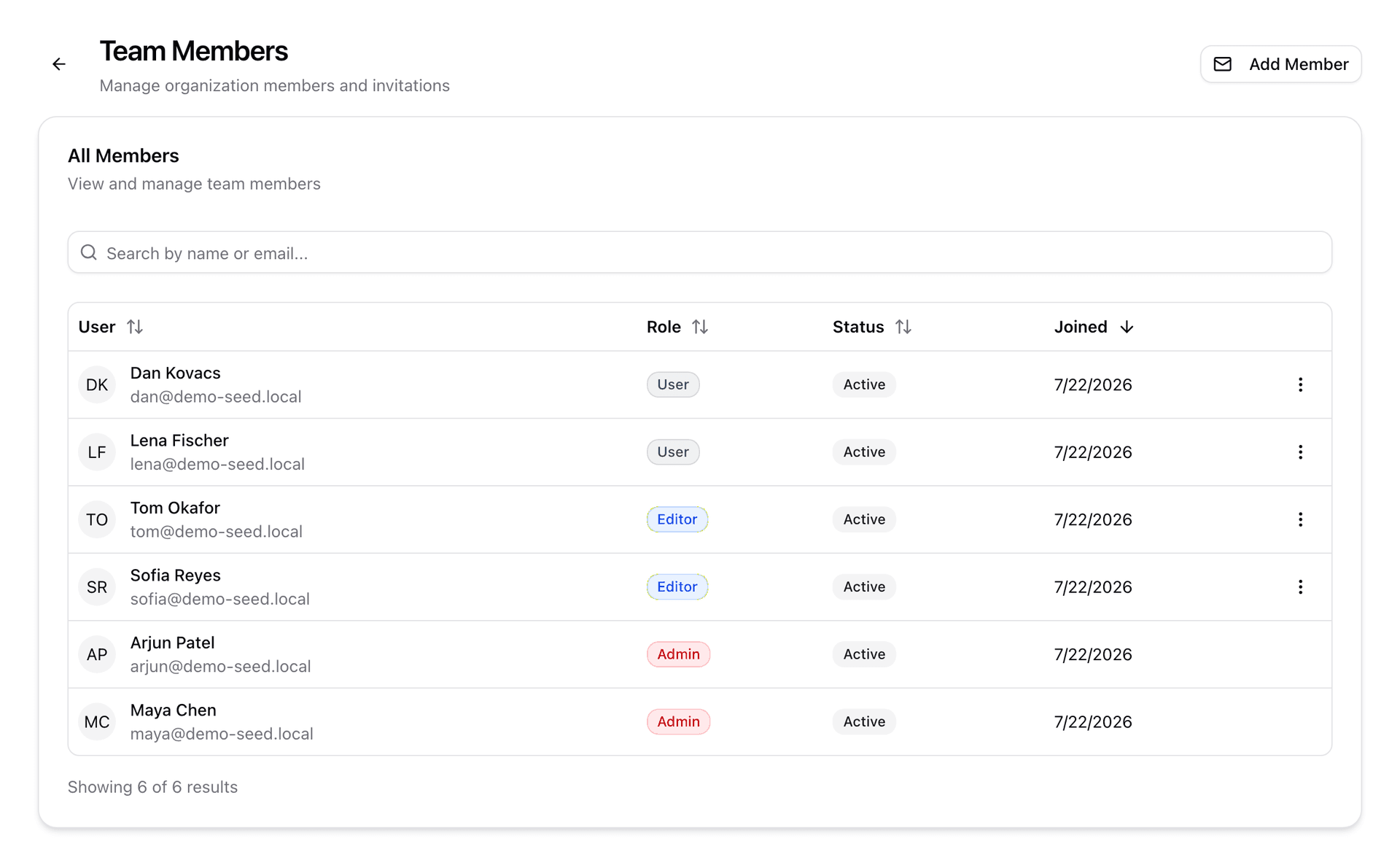 Organization settings